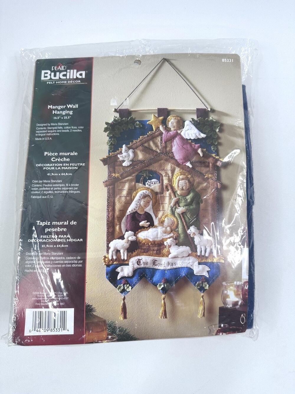 Bucilla Nativity Manger Felt Embroidery Christmas Wall Hanging Kit 85331 Granny